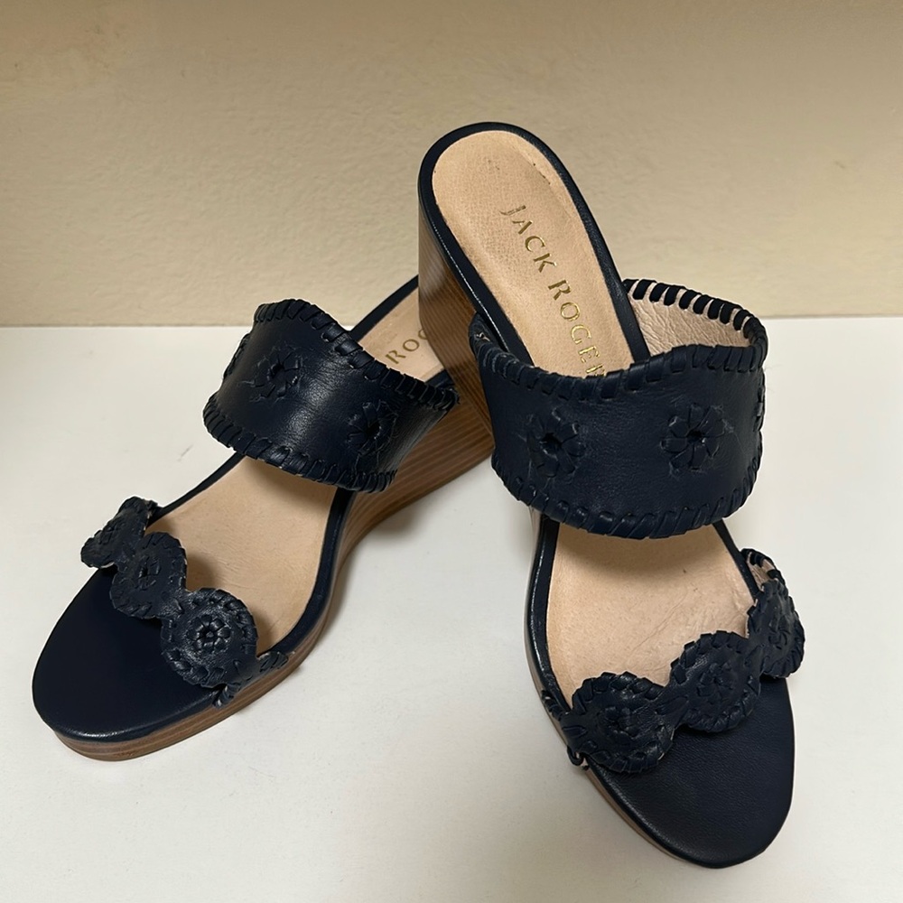 Jack Rogers Wedge Sandals Women's Blue Midnight Navy size 8.5